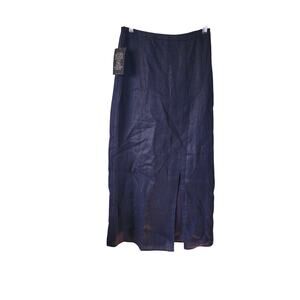 PURE Collection Royal Blue Pencil Maxi 100% Linen Skirt Size 2